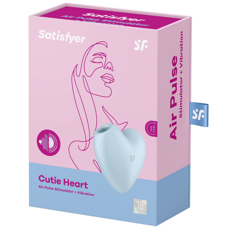 SATISFYER - CUTIE HEART LUCHTDRUK STIMULATOR & VIBRATOR BLAUW