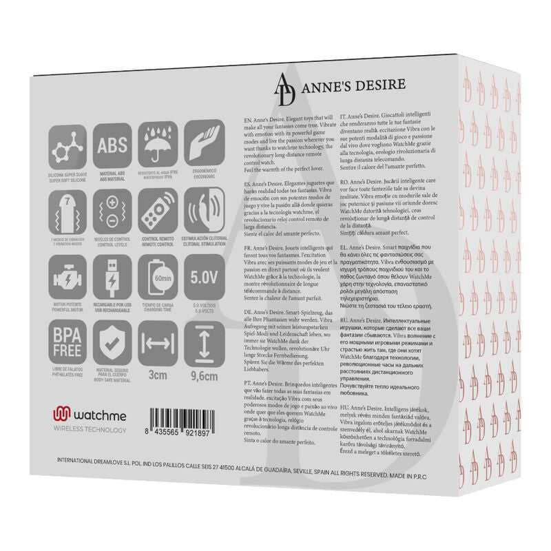 ANNE'S DESIRE - PANTY PLEASURE TECNOLOG A WATCHME ZWART/GOUD