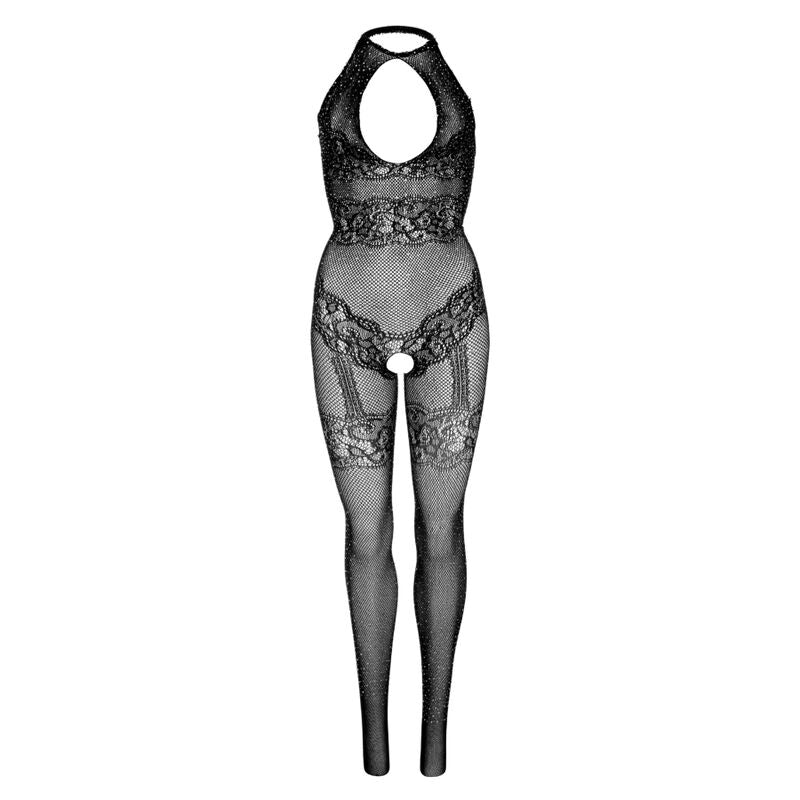 LEG AVENUE - NAADLOZE NETKOUSE BODYSUIT EEN MAAT - ZWART