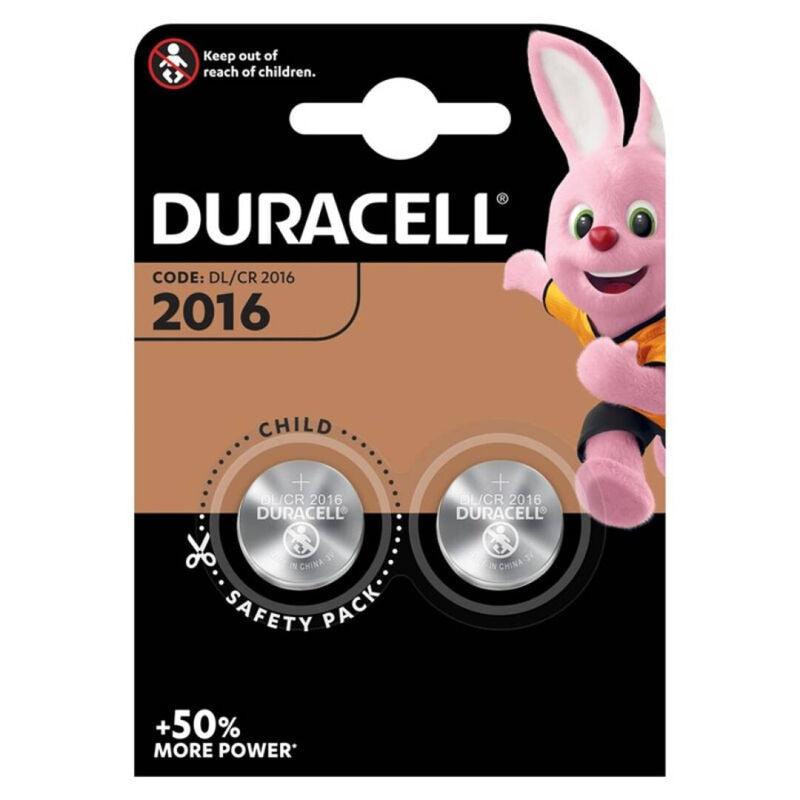 DURACELL - KNOPCEL BATTERIJ LITHIUM CR2016 3V 2 STUKS