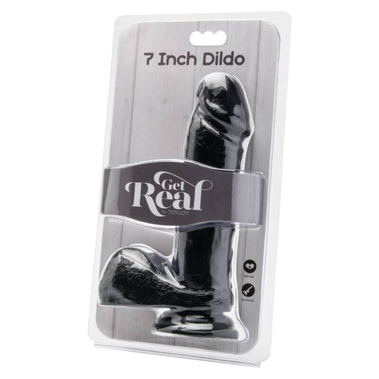 GET REAL - DILDO 18 CM MET BALLEN ZWART