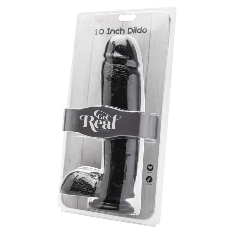 GET REAL - DILDO 25,5 CM MET BALLEN ZWART