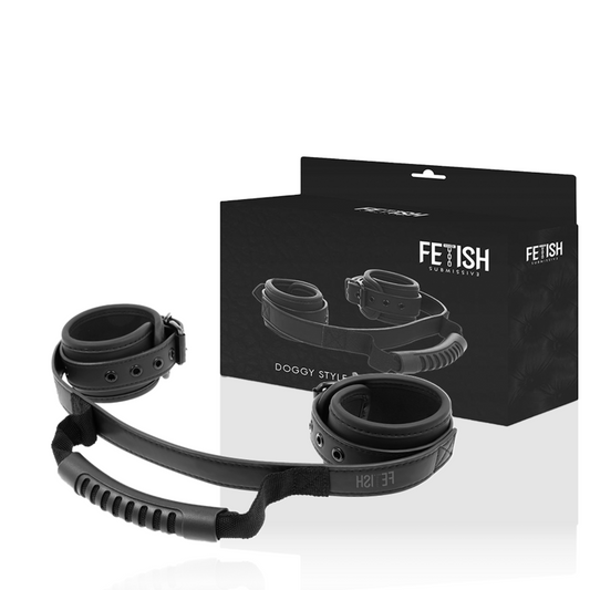 FETISH SUBMISSIVE - NEOPREEN GEVOERDE HANDBOEIEN MET HANDVAT