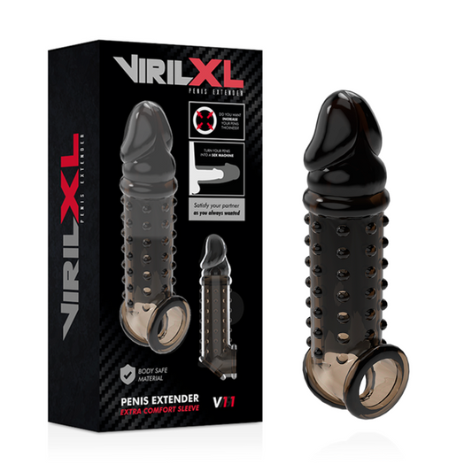VIRILXL - PENISVERLENGSTUK EN SHEATH V11 ZWART