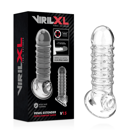VIRILXL - PENISVERLENGSTUK EN KOKER V15 TRANSPARANT