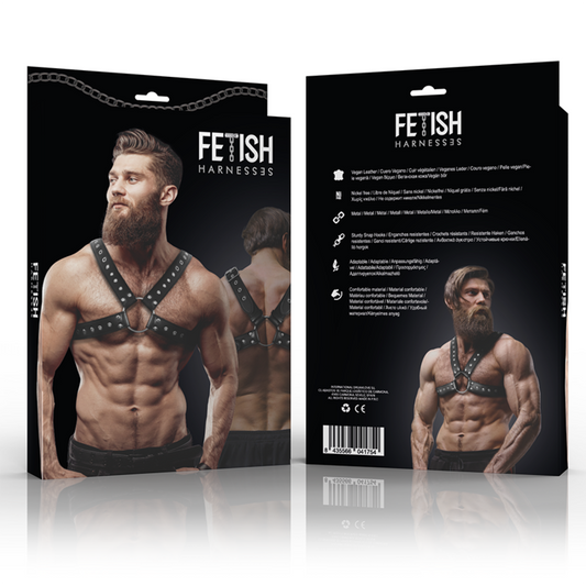 FETISH SUBMISSIVE HOUDING - HEREN CROSS-OVER ECO-LEDEREN BORSTHARNAS MET STUDS