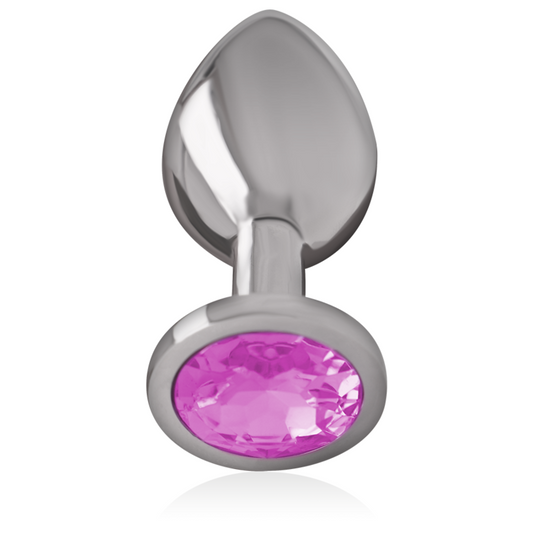 INTENSE - ALUMINIUM METAL ANALE PLUG MET ROZE KRISTAL MAAT L