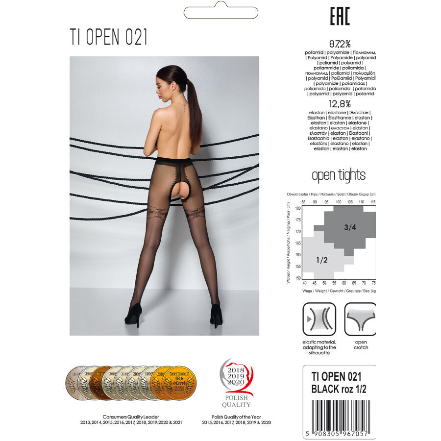 PASSION - TIOPEN 021 ZWARTE PANTY 3/4 20 DEN