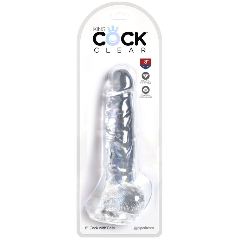KING COCK - REALISTISCHE TRANSPARANTE PENIS MET BALLEN 16,5 CM