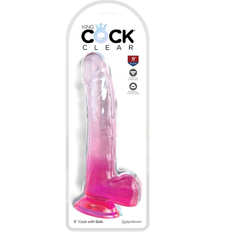 KING COCK - DOORZICHTIGE DILDO MET TEELBALLEN 20,3 CM ROZE