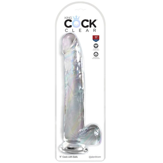 KING COCK - DOORZICHTIGE DILDO MET TESTIKELS 24,8 CM TRANSPARANT