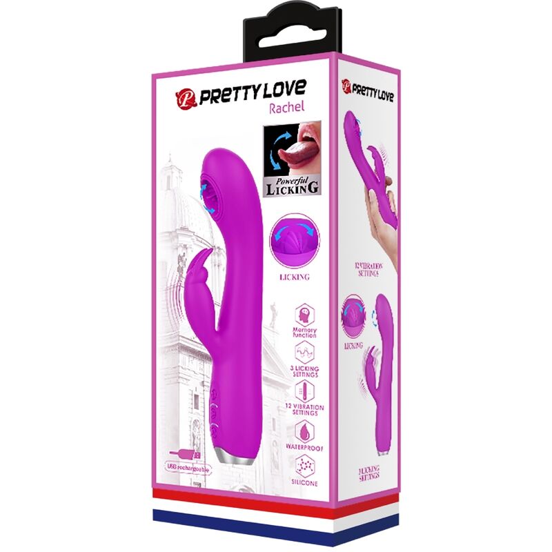 PRETTY LOVE - RACHEL OPLAADBARE VIBRATOR MET PAARSE ZUIGNAP