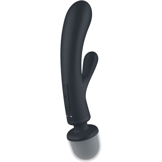 SATISFYER - TRIPLE LOVER VIBRERENDE RABBIT MASSAGER GRIJS