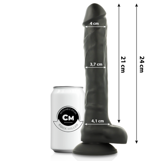 COCK MILLER - SILICONEN DICHTHEID KOKS ARTICULEERBAAR ZWART 24 CM