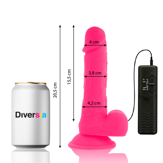 DIVERSIA - FLEXIBELE VIBRERENDE DILDO ROZE 20,5 CM -Ø- 4,2 CM