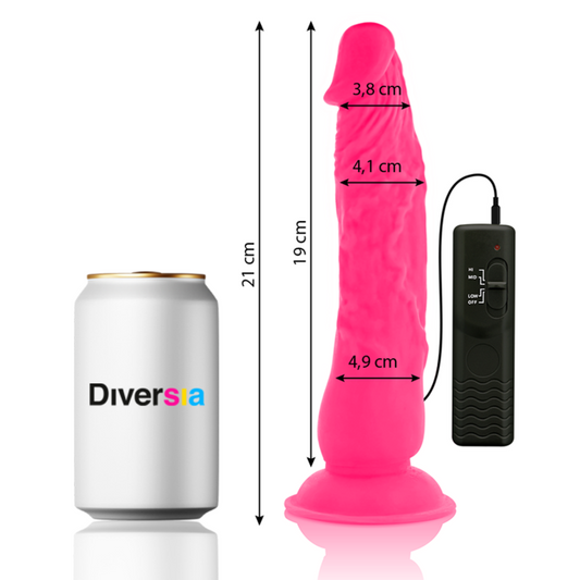 DIVERSIA - FLEXIBELE VIBRERENDE DILDO ROZE 21 CM -O- 4.9 CM