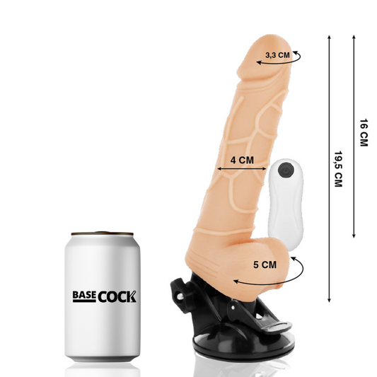 BASECOCK - REALISTISCHE VIBRATOR AFSTANDSBEDIENING NATUURLIJK MET TEELBALLEN 19.5 CM -O- 4 CM