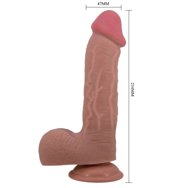 PRETTY LOVE - SLIDING SKIN SERIES REALISTISCHE DILDO MET SLIJDENDE HUID ZUIGNAP BRUIN 23,4 CM
