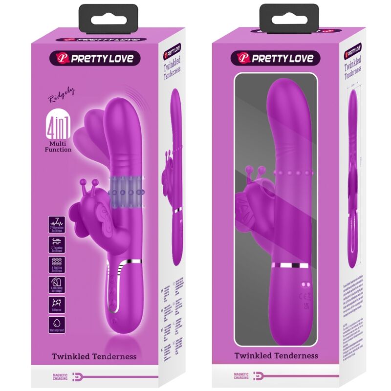 PRETTY LOVE - MULTIFUNCTIONELE KONIJN VIBRATOR 4 IN 1 VLINDER FUCHSIA