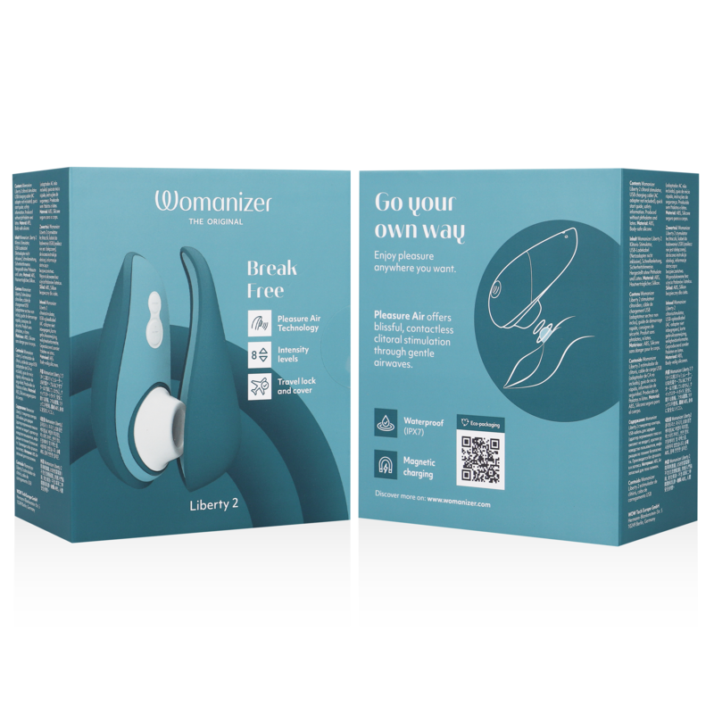 WOMANIZER - LIBERTY 2 CLITORISSTIMULATOR & ZUIGER BLAUW