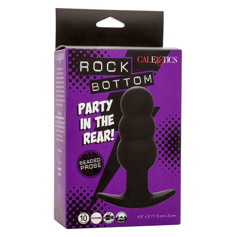 CALEXOTICS - ROCK BOTTOM KRAALTJES ANALE PLUG 10 TRILLINGEN SILICONE ZWART