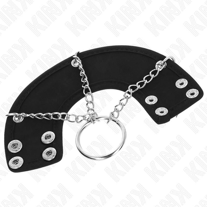 KINK - PENISRING 4 CM KETTING 7 CM METAAL MET LEREN RIEM