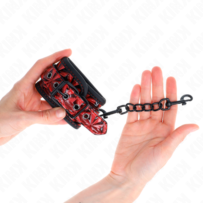 KINK - DIAMANTPATROON POLSBANDEN DONKERROOD VERSTELBAAR 17-26 CM X 5.5 CM