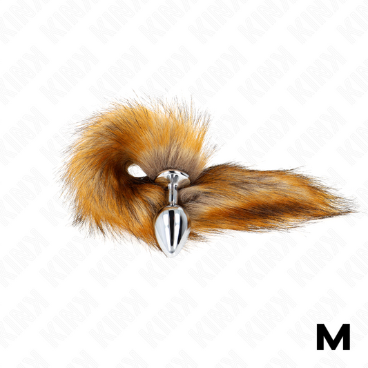 KINK - ANAALPLUG MAAT M 8 X 3,5 CM MET SYNTHETISCHE STAART 40 CM BRUIN
