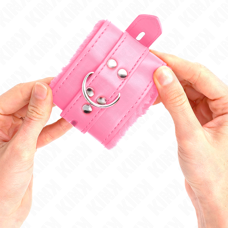KINK - POLSBROEKEN MET VIERKANTe GATEN ROZE EN ROZE RIEM VERSTELBAAR 17-29 CM X 6 CM