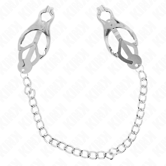 KINK - JAPANSE KLAVER TEPELKLEMMEN MET KETTING ZILVER 30 CM