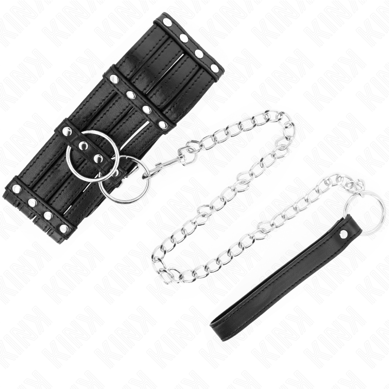 KINK - HALSBAND MET RIEM 65 CM SUB STIJL VERSTELBAAR 35-51 CM X 7 CM