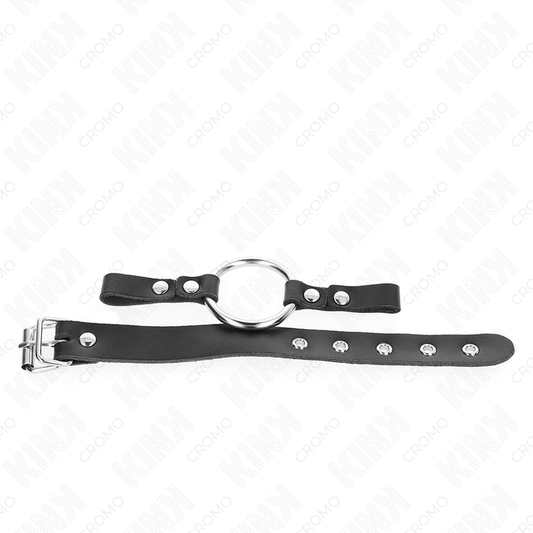 KINK - LEREN PENISRING MET GESP SLUITING 22 X 2 CM MET METALEN RING 4 CM