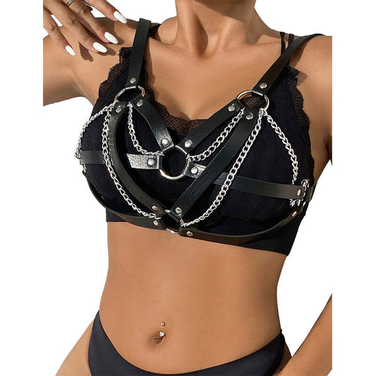 SUBBLIME - 953713 PUNK BONDAGE RIEM METALEN GESP ZWART ONE SIZE