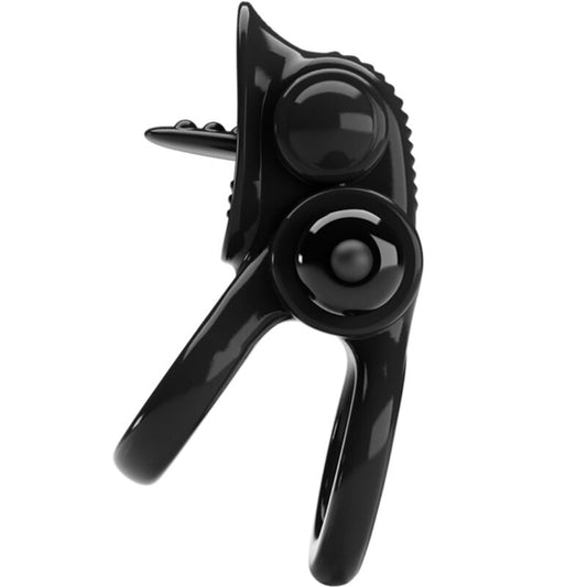 PRETTY LOVE - PASSIONATE RING DUBBELE VIBRERENDE RING + CLITORISSTIMULATOR ZWART