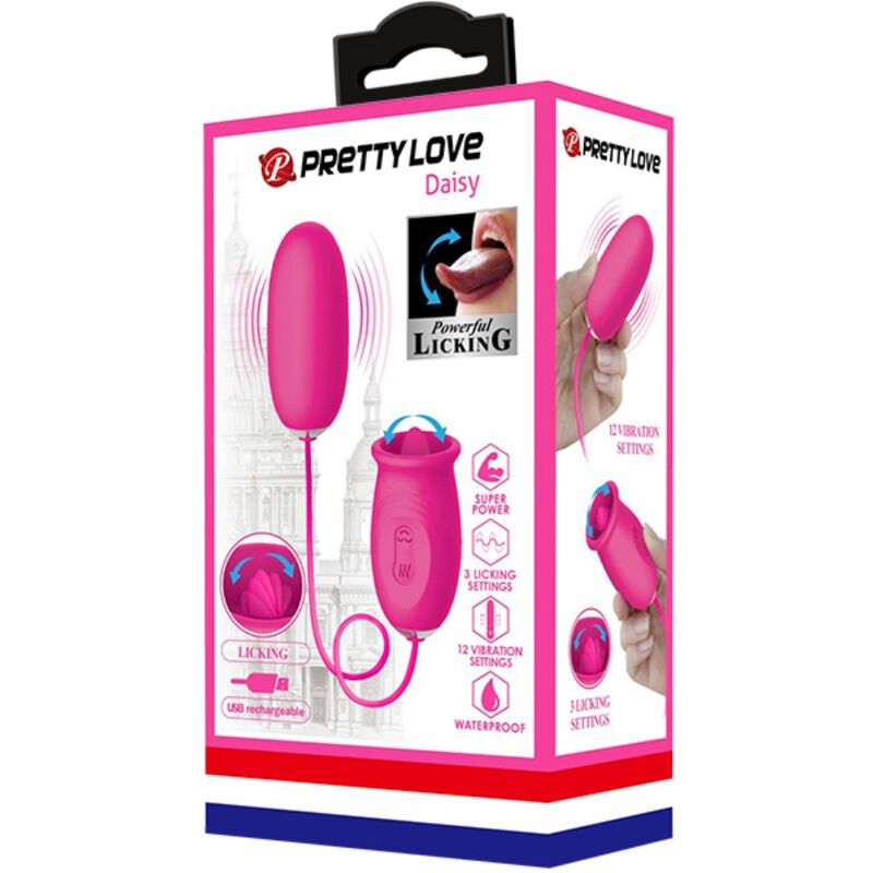 PRETTY LOVE - DAISY VIBREREND EI + CLITORISSTIMULERENDE TONG ROZE