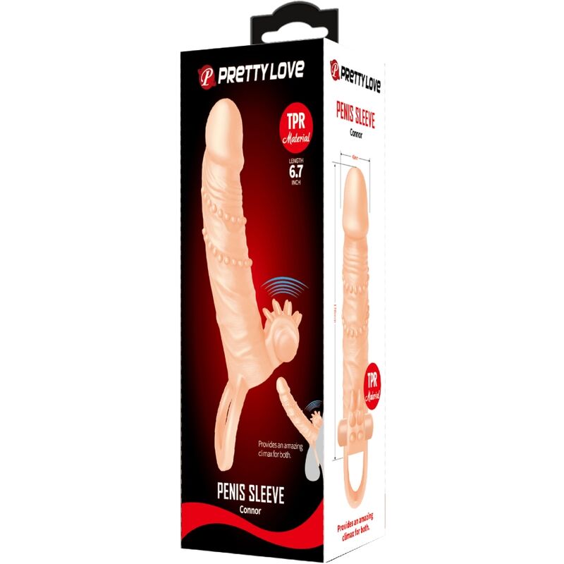 PRETTY LOVE - CONNOR PENIS SLEEVE + CLITORISSTIMULATOR HUIDSKLEUR