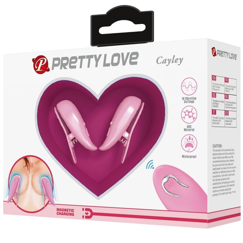 PRETTY LOVE - CAILEY NIPPLE CLAMPS 10 VIBRATIES AFSTANDSBEDIENING ROZE