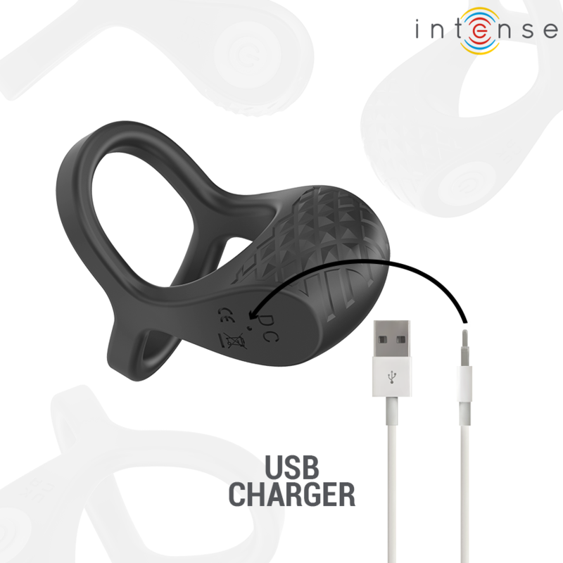 INTENSE - ALEX VIBRATOR DUBBELE PENISRING 10 TRILLINGEN ZWART