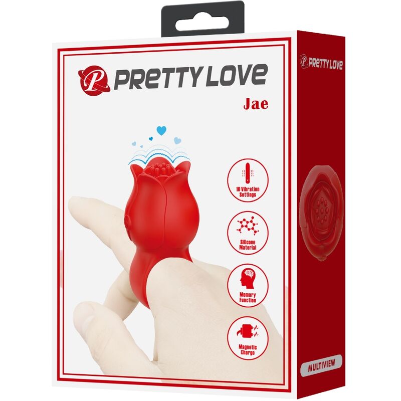 PRETTY LOVE - JAE ROOSVORMIGE VINGERVIBRATOR 10 TRILLINGEN ROOD