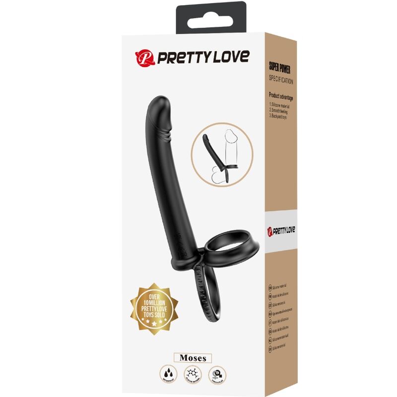 PRETTY LOVE - DILLION DUBBELE PENETRATIE DUBBELE PIEMELRING ZWART