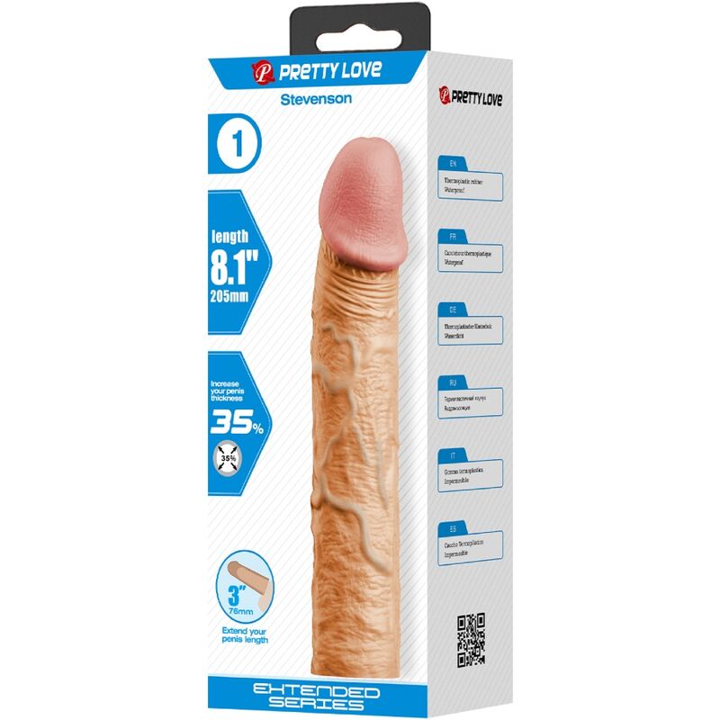 PRETTY LOVE - STEVENSON PENISVERLENGER MET EEN VERLENGING VAN 7.6 CM HUIDSKLEURIG