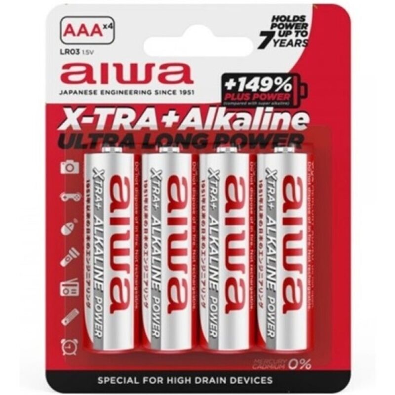 AIWA - X-TRA ALKALINE AAA ALKALINE BATTERIJ LR03 BLISTER*4