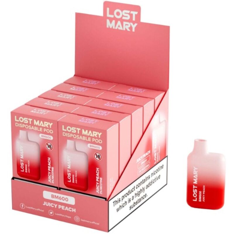LOST MARY - BM600 NICOTINE VAPER 2% WEGWERP JUICY PEACH