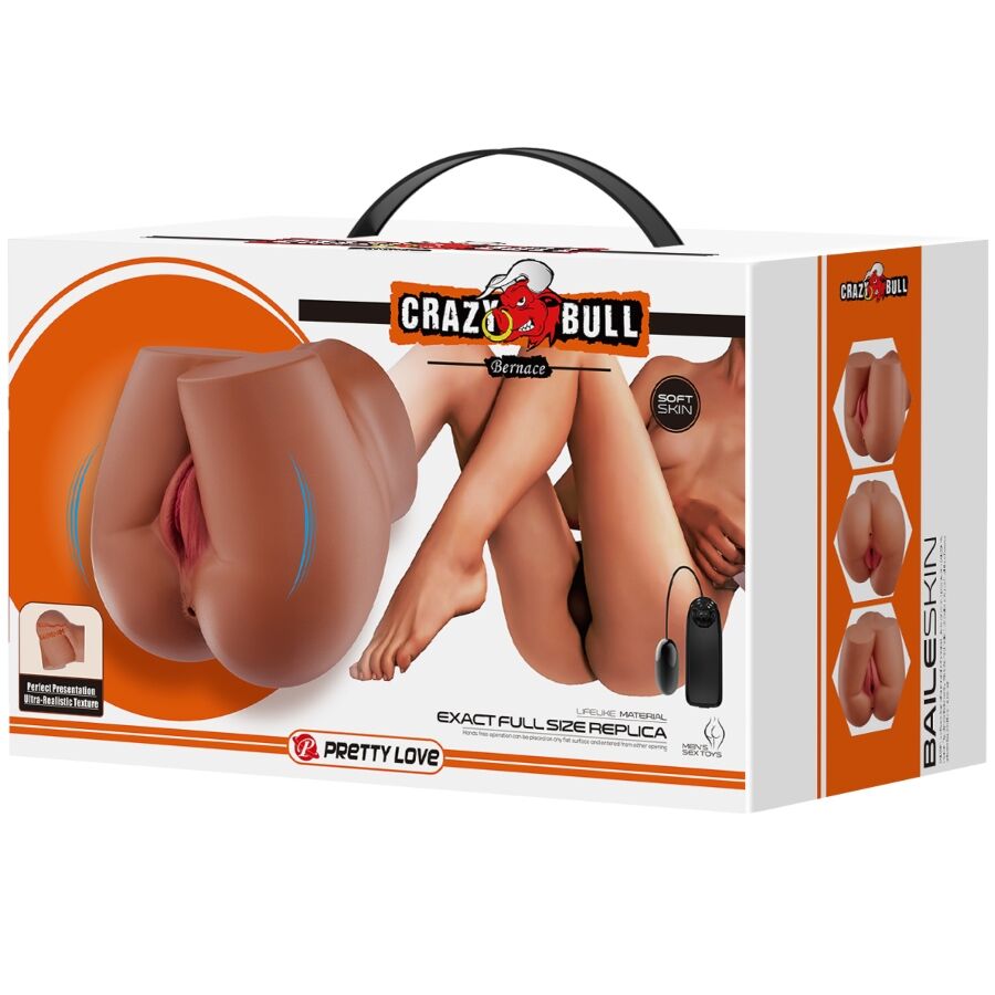 CRAZY BULL - BERNACE KONTVIBRATOR MET REALISTISCHE VAGINA EN ANUSVLEES AFSTANDSBEDIENING