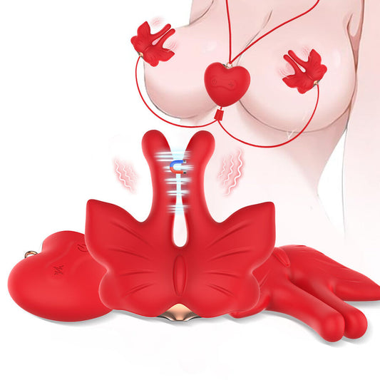 ARMONY - MAGNETISCHE NIPPEKLEMMEN MET TRILLENDE VLINDER VORM ROOD