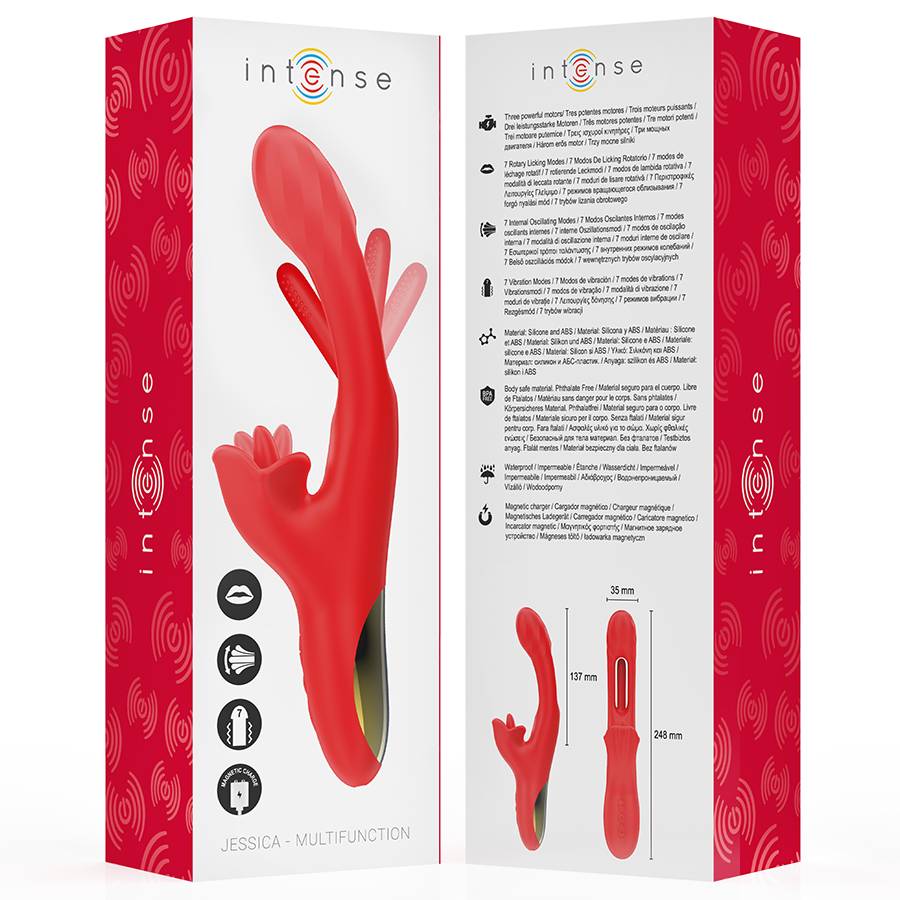INTENSE - JESSICA MULTIFUNCTIONELE VIBRATOR KLITORISSTIMULATIE 24,8 CM ROOD