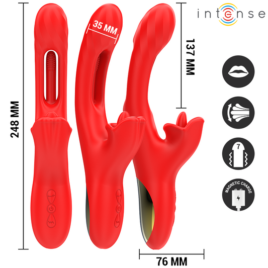 INTENSE - JESSICA MULTIFUNCTIONELE VIBRATOR KLITORISSTIMULATIE 24,8 CM ROOD