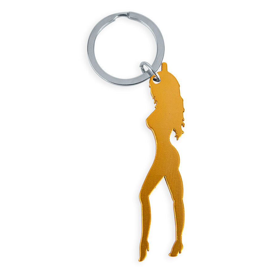 DIABLO PICANTE - SLEUTELHANGER MET VROUWELIJKE SILHOUET IN GOUDKLEUR MET FLESOPENER