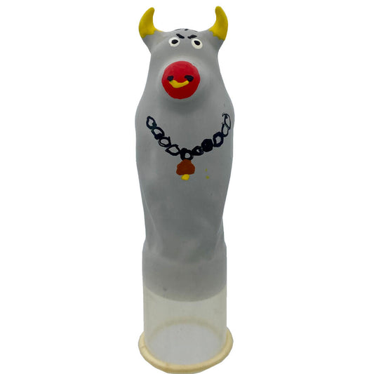 CONDOMERIE - HANDGESCHILDERDE NIEUWIGHEDENCONDOOMS GRIJZE STIER MODEL XL