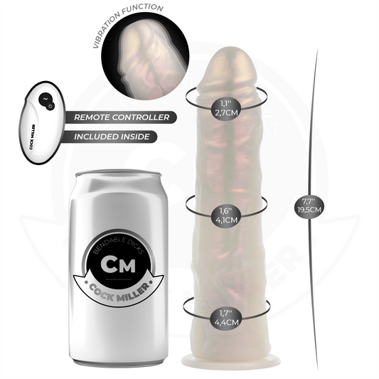 COCK MILLER - DILDO MET ZUIGNAP, LICHT EN TRILLING MET AFSTANDSBEDIENING WIT 19,5 CM